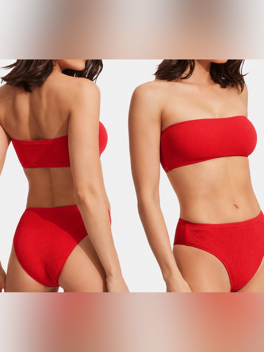 NWT Seafolly Sea Dive Tube Top Chilli Red Bandeau Bikini Top, Size 8